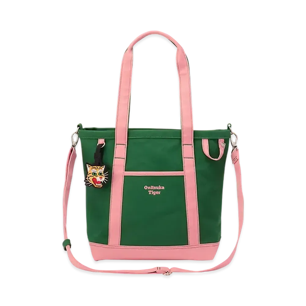 Onitsuka Tiger Small Canvas Tote Bag "Green/Pink"