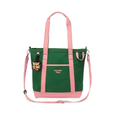 Onitsuka Tiger Small Canvas Tote Bag "Green/Pink"
