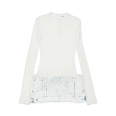 Acne Studios Dress With Constructed Skirt "White/Light Blue"