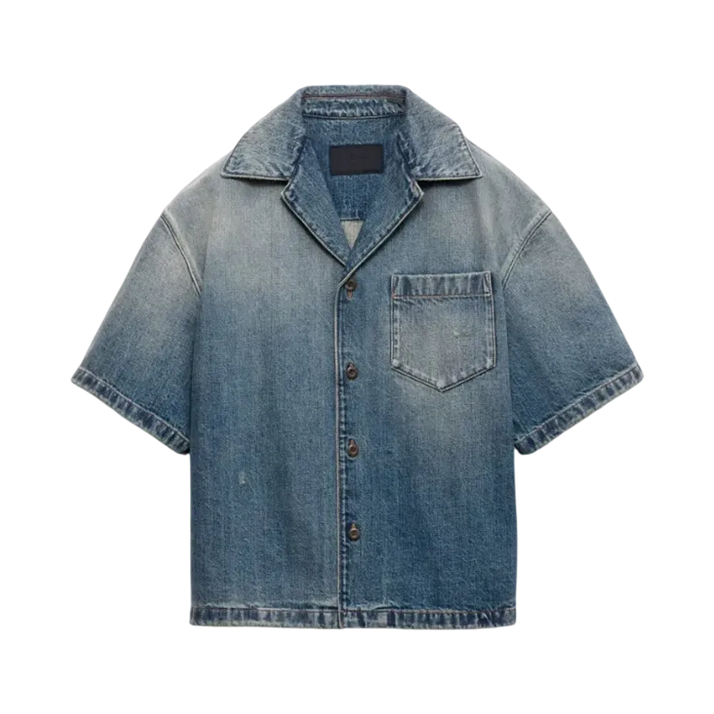 PRADA Men's Denim Bowling Shirt "Navy"