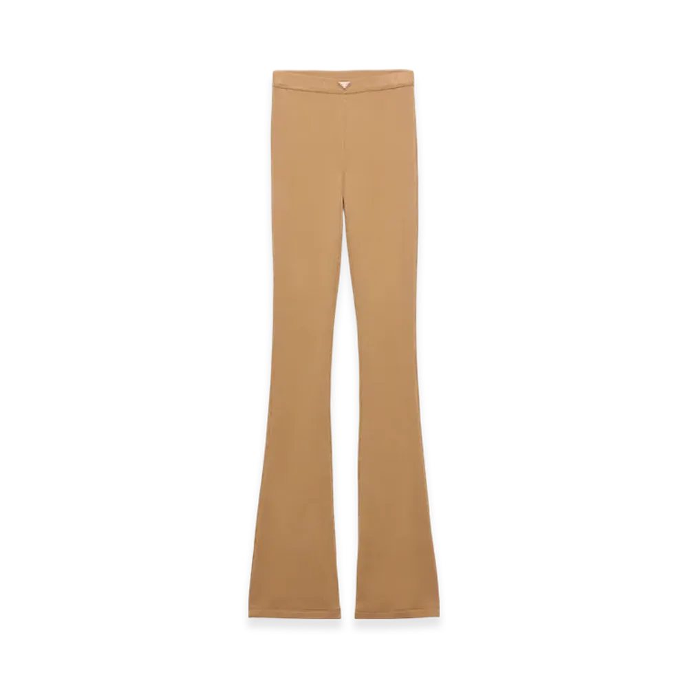 PRADA Women's Ribbed Jersey Trousers "Camel Brown"