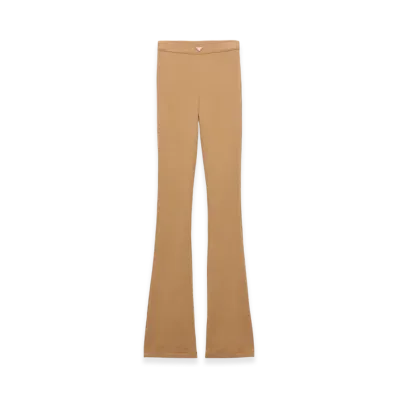 PRADA Women's Ribbed Jersey Trousers "Camel Brown"