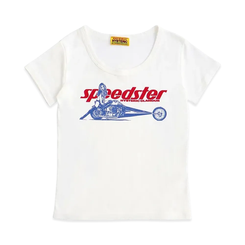 HYSTERIC GLAMOUR Women's Speedster Baby Tee "White"