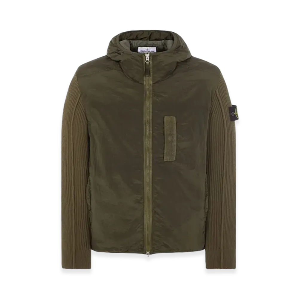Stone Island 44134 Nylon Metal in Econyl Regenerated Nylon with Primaloft-TC And Knit Hooded Blouson - 23FW "Olive Green"