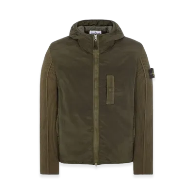 Stone Island 44134 Nylon Metal in Econyl Regenerated Nylon with Primaloft-TC And Knit Hooded Blouson - 23FW "Olive Green"