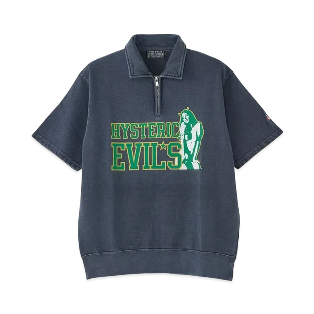 HYSTERIC GLAMOUR Hysteric Evil'S Collared Sweatshirt "Navy"