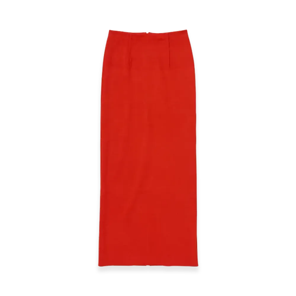 AURALEE Cotton Silk Stretch Double Face Knit Skirt "Red"