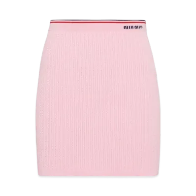 MIU MIU Women's Viscose Mini Skirt with Logo "Pink"