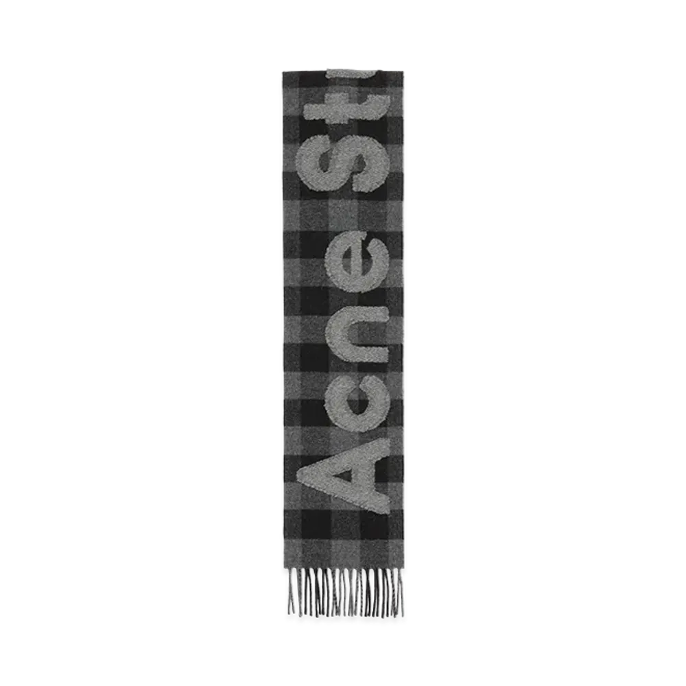 Acne Studios Check Logo Scarf - Narrow "Black/Grey"