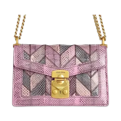 MIU MIU Miu Confidential Eyes Leather Shoulder Bag "Pink"