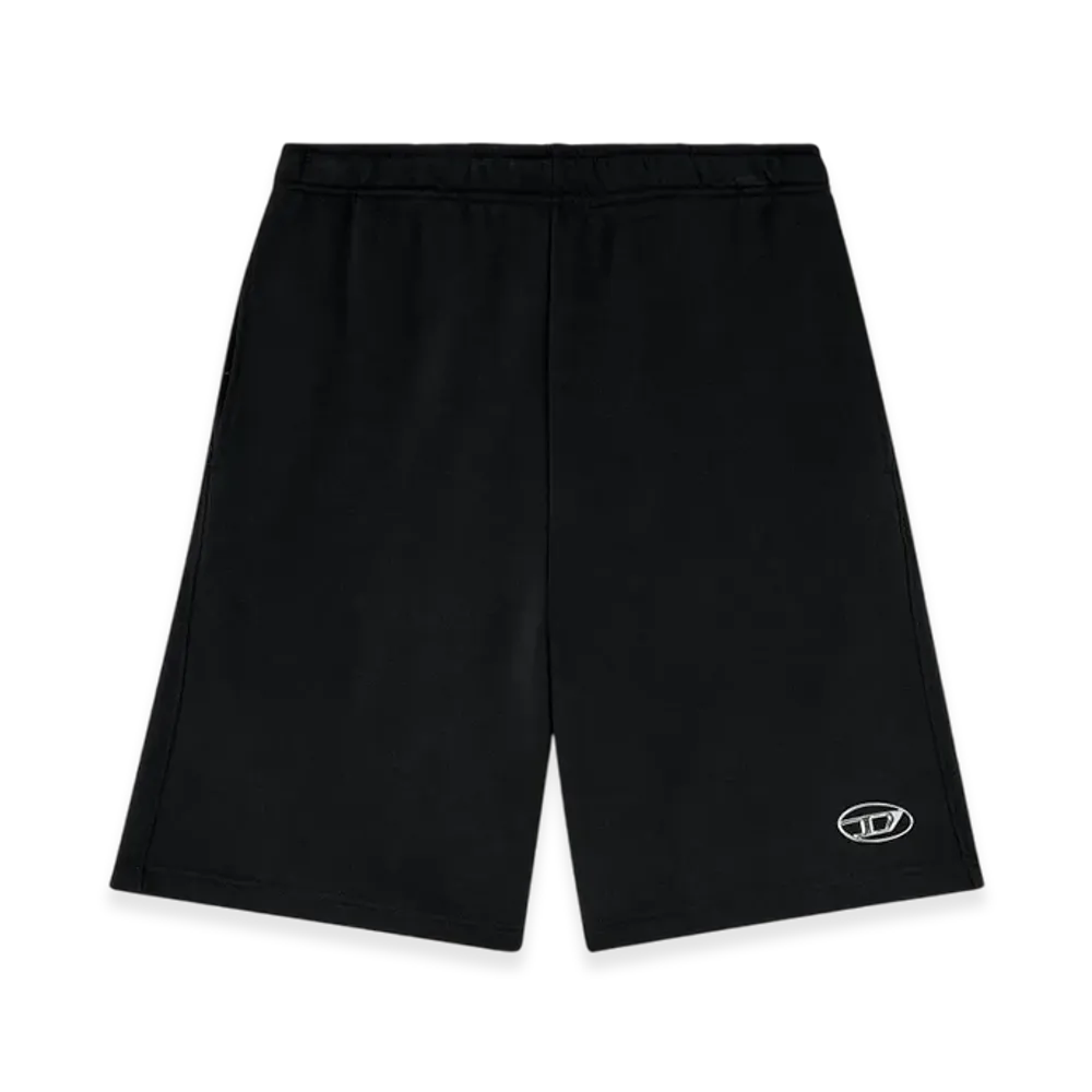 Diesel P-Marshy-Od Sweat Shorts With Silver Oval D "Black"