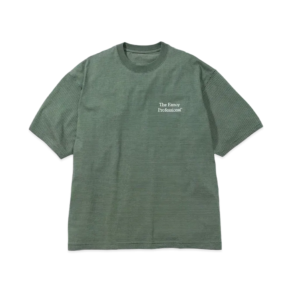 エンノイ 22SS ショートスリーブ ボーダー Tシャツ "グリーン" SS22BRENCT05AM
