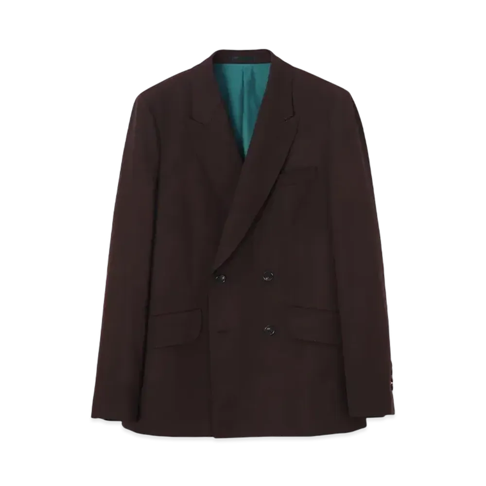 Paul Smith Double-Breasted Wool Gabardine Jacket "DarkBrown"