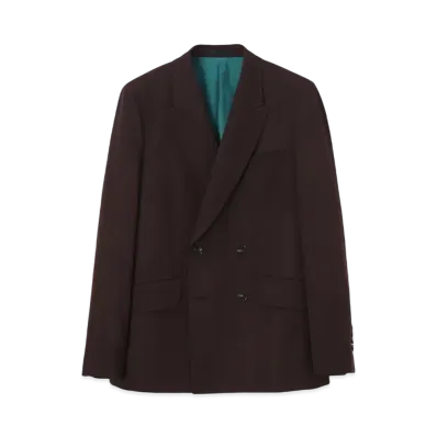 Paul Smith Double-Breasted Wool Gabardine Jacket "DarkBrown"