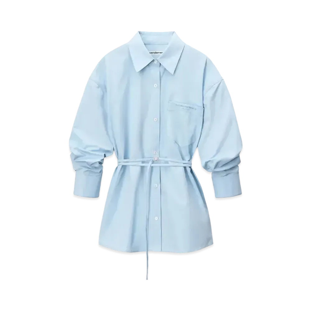 Alexander Wang Cotton Tie-Waist Button-Down Shirt "Light blue"