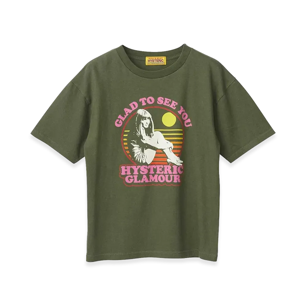 HYSTERIC GLAMOUR Women's Glad To See You T-Shirt "Khaki"