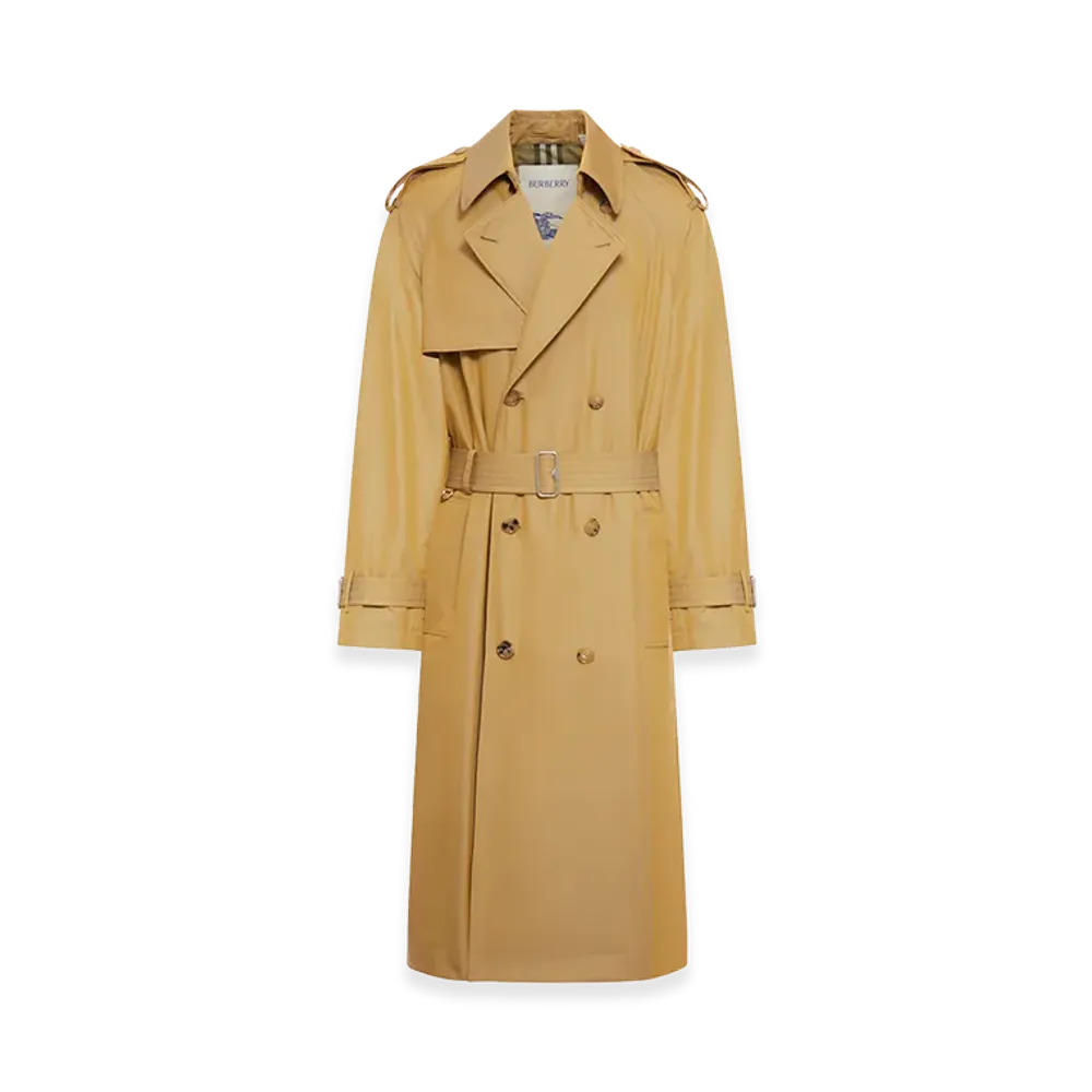 Burberry Long Cotton Gabardine Trench Coat "Spelt"