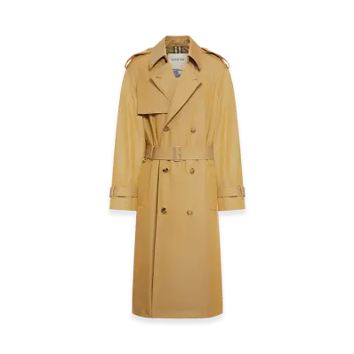 Burberry Long Cotton Gabardine Trench Coat "Spelt"