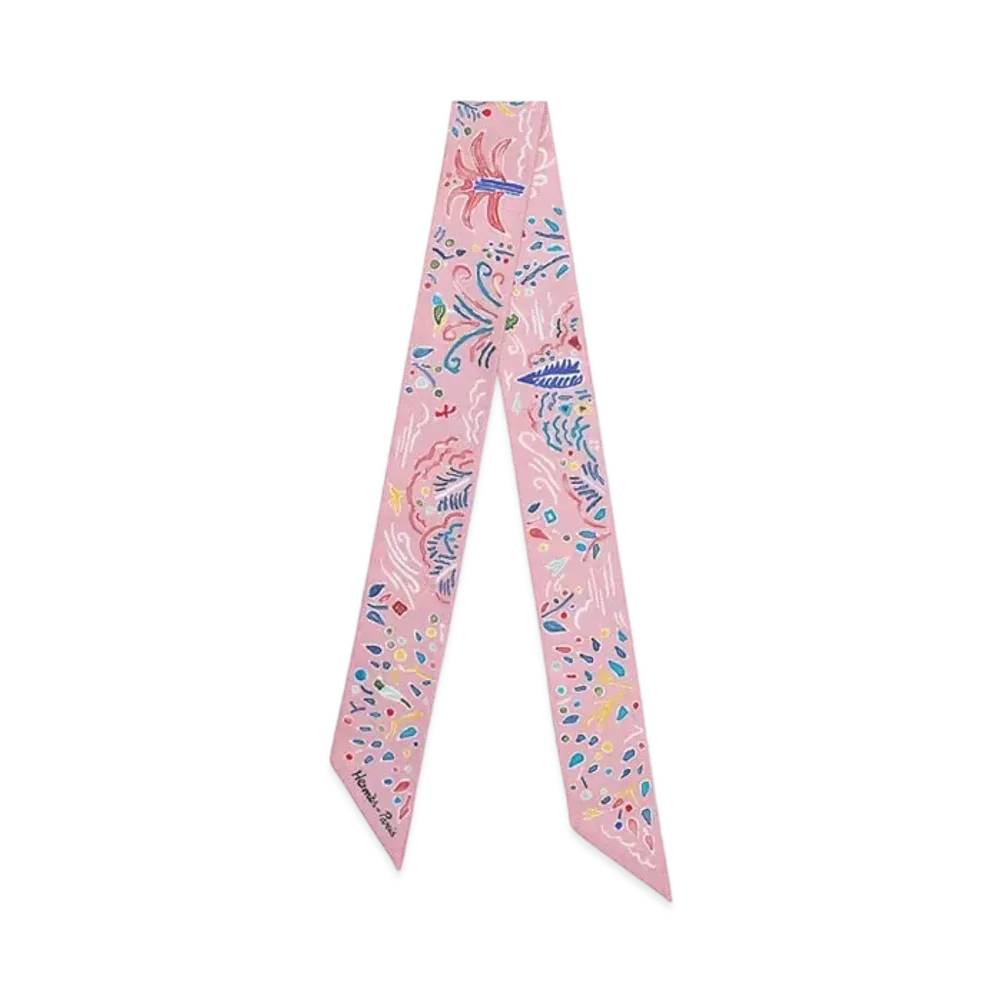 Hermes Isola di Primavera twilly "Rose/Bleu/Multicolore"