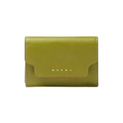 Marni Saffiano Leather Tri Fold Wallet "White"