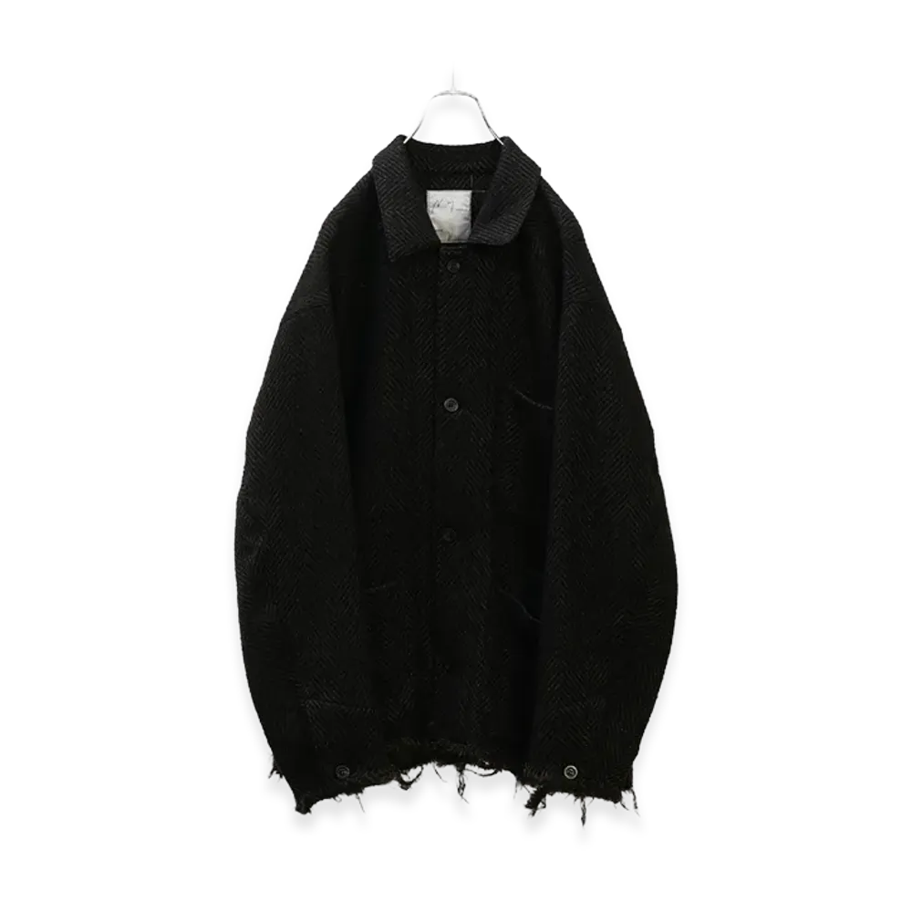 ANCELLM Damage Wool Herringbone Cover All "Brown/Black"