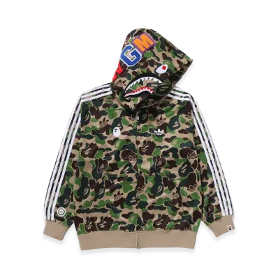 A BATHING APE x adidas Relaxed Fit Track Camo Shark Full Zip Hoodie Ladies "Green"