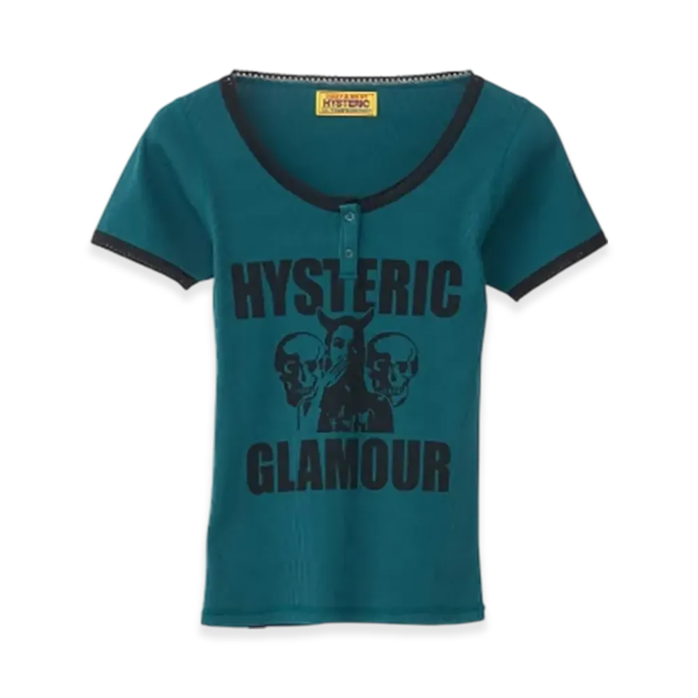 HYSTERIC GLAMOUR Evil Skull Chibi T-Shirt "Green"