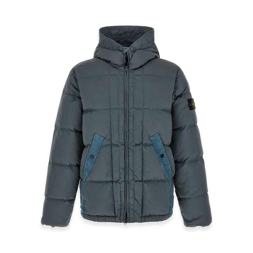 Stone Island Crumpled Effect Down Jacket "Gray"