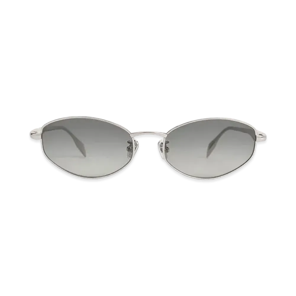CHARLES & KEITH Crystal Accent Oval Sunglasses "Silver"