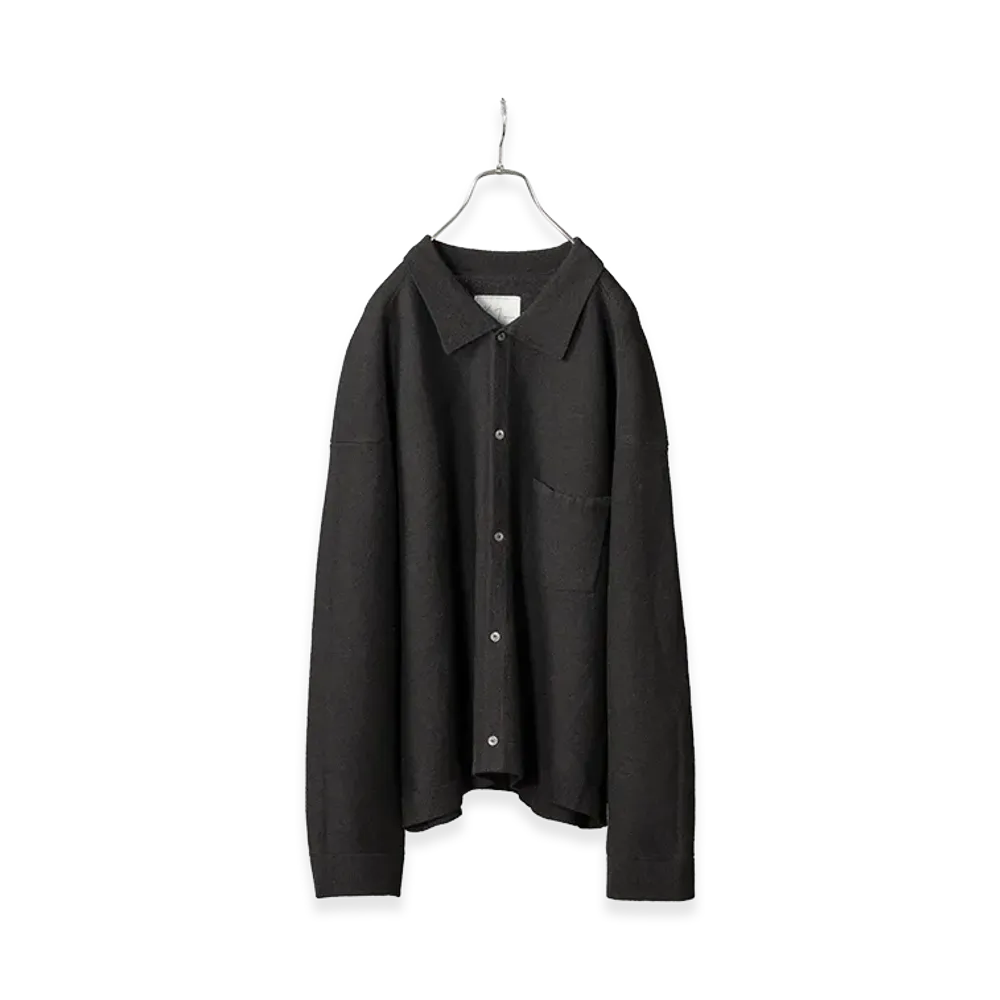 ANCELLM Shetland Wool Knit Shirt "Black"