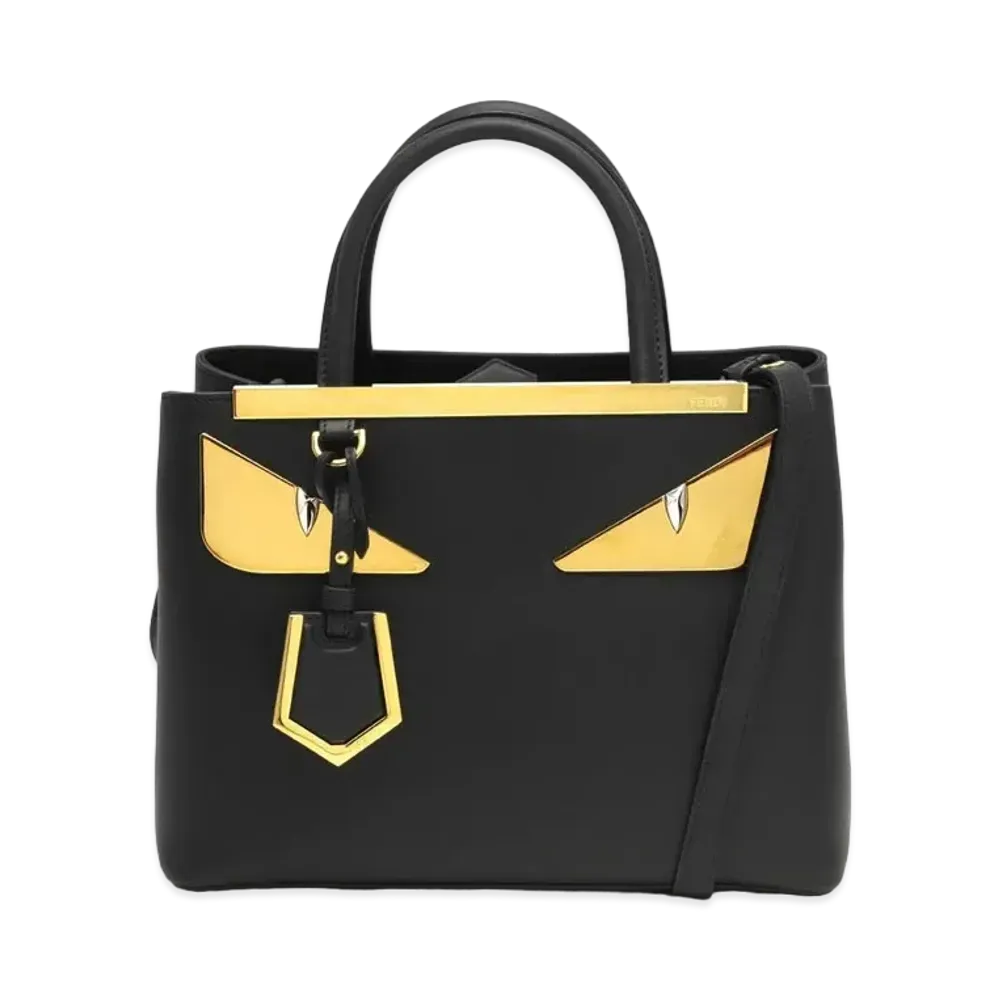 FENDI Petite 2Jours Leather Monster 2WAY Bag "Black"
