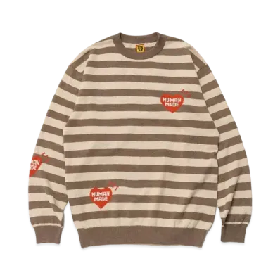 HUMAN MADE STRIPED L/S KNIT SWEATER "Beige"