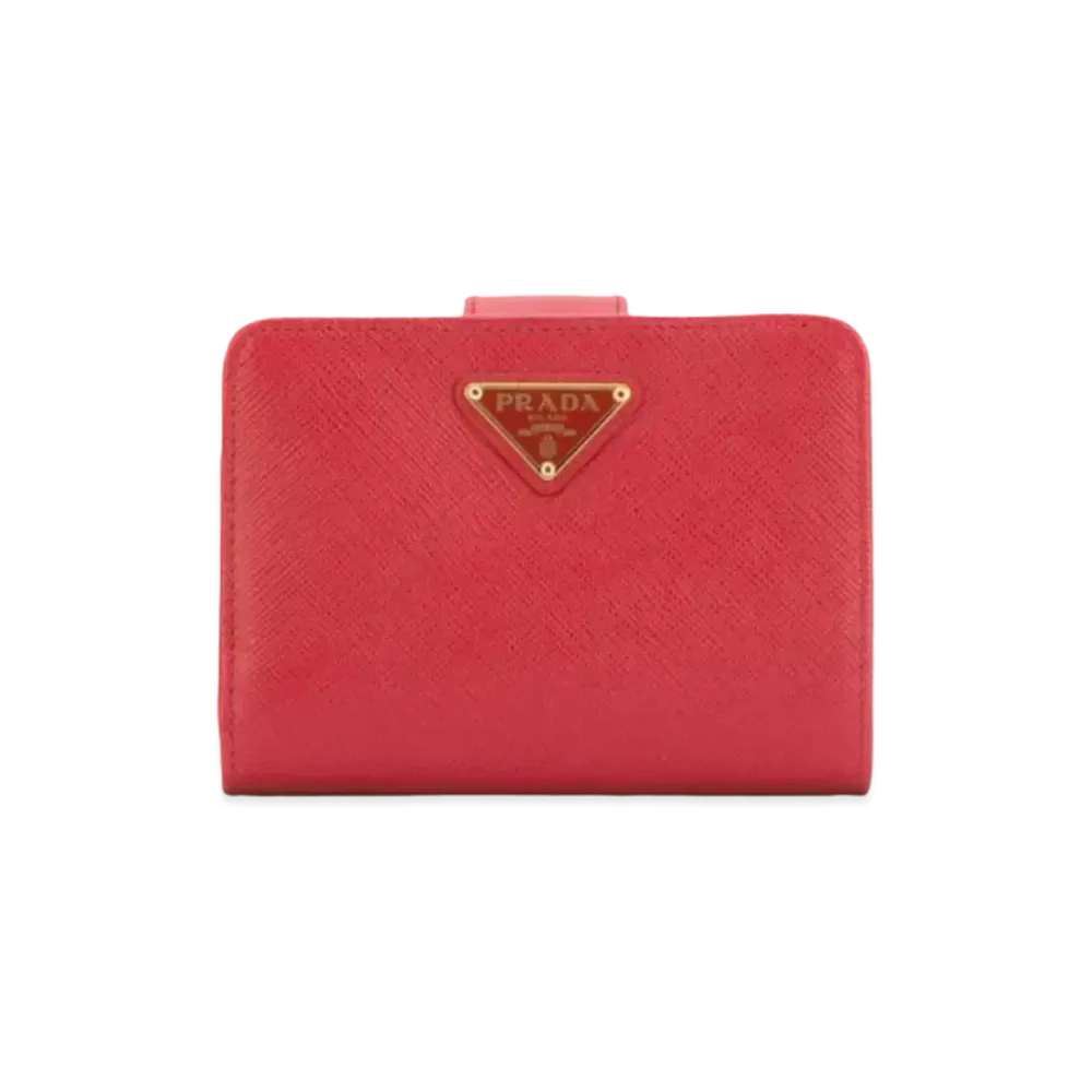 PRADA Saffiano Triangle Wallet "Fiery Red"