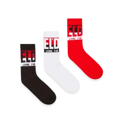 Diesel Skm-Ray-Threepack 3-Pack Of Socks With Logo Cuffs "White Red Blue"