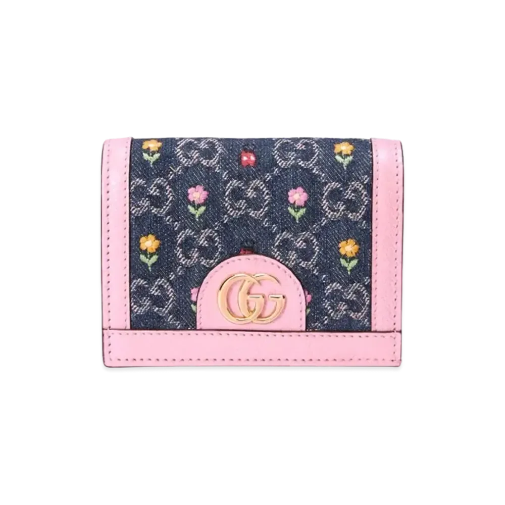 GUCCI Ophidia Card Case Wallet GG Denim "Blue/Ivory"