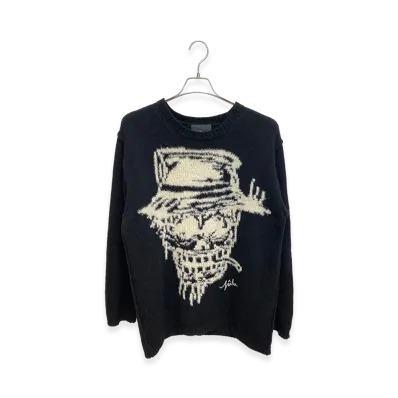 Yohji Yamamoto POUR HOMME x Yuka Asakura Skull Graphic Pullover Intarsia knit "Black"