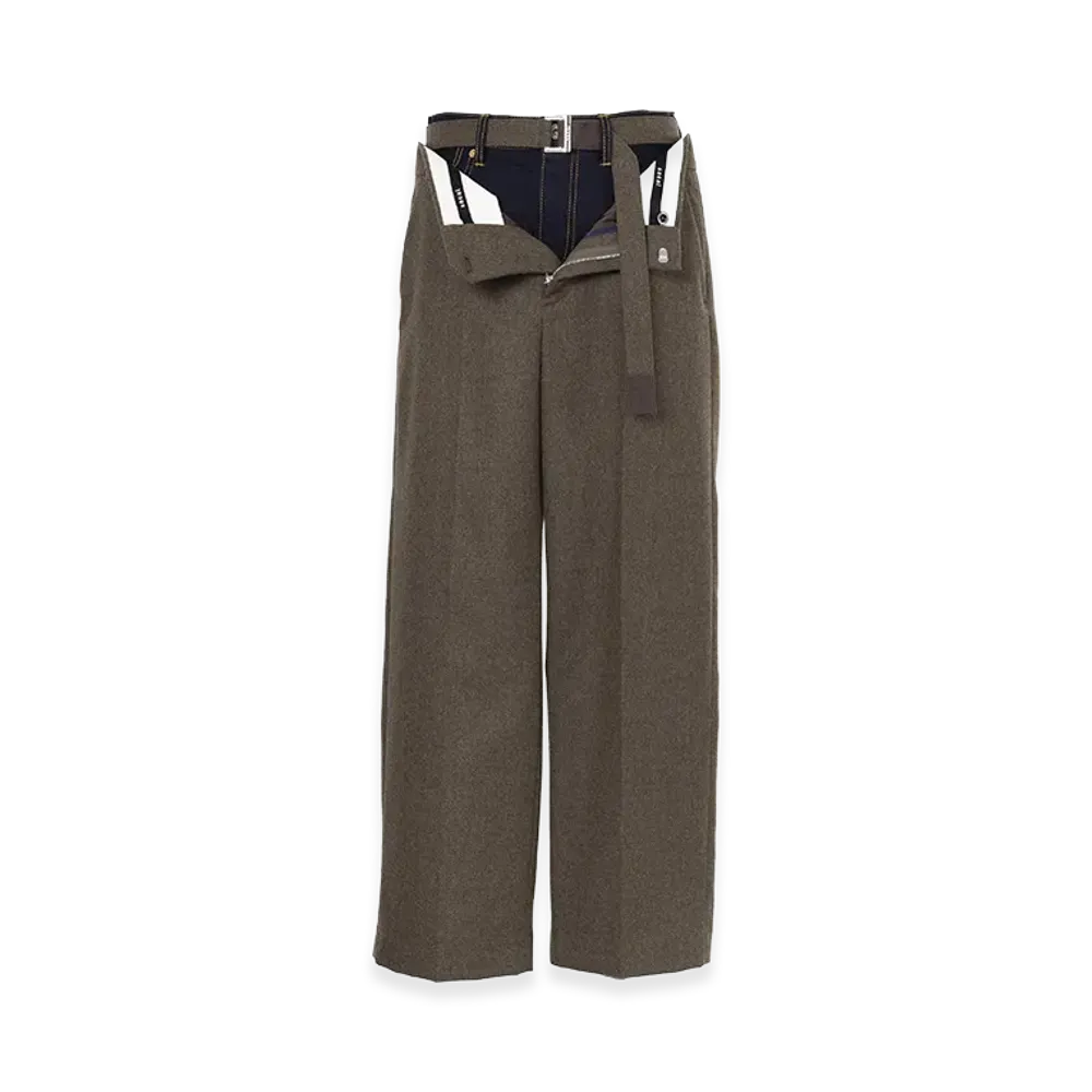 sacai Wool Flannel x Denim Pants "Brown/Navy"
