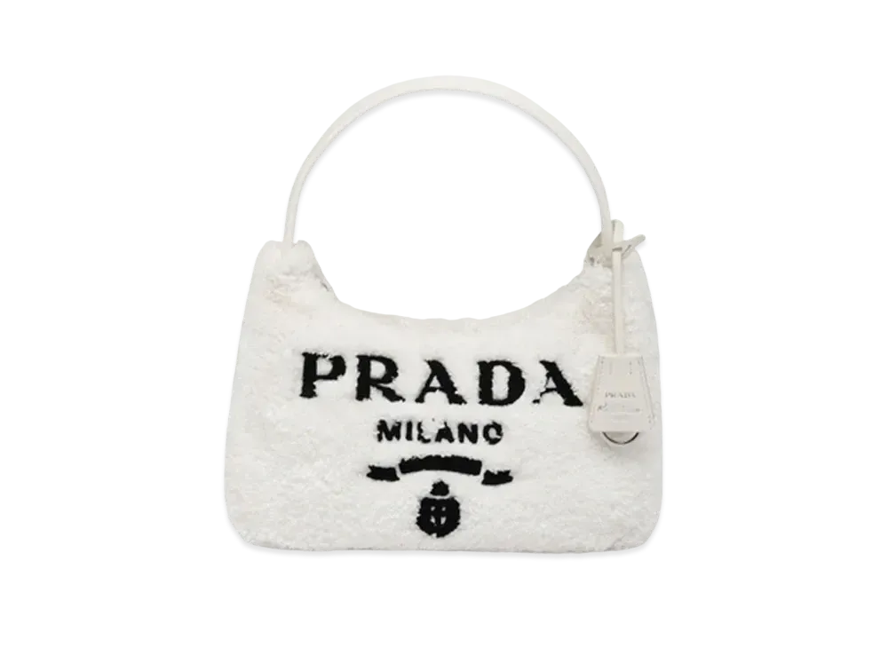 PRADA Re-Edition 200 Terry Mini Bag "White/Black"