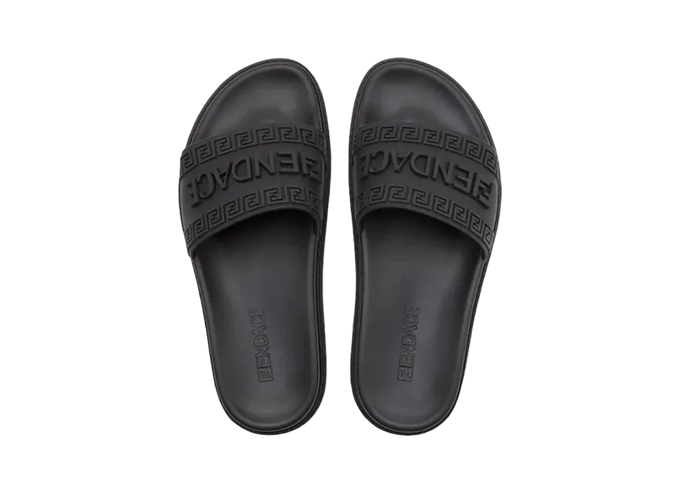 FENDI x Versace Fendace Black Rubber Logo Sandals "Black"