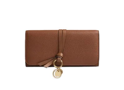 Chloe Alphabet Long Zipped Wallet In Calfskin With Flap "Tan"