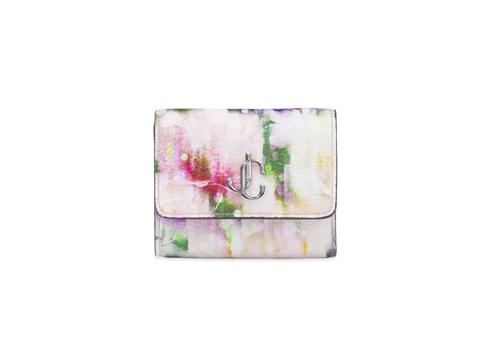JIMMY CHOO JC MICRO CLUTCH Seasonal Printed Soft Grainy Curf Leather Mini Bag "Blossom"