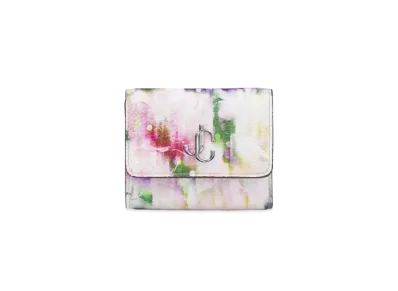 JIMMY CHOO JC MICRO CLUTCH Seasonal Printed Soft Grainy Curf Leather Mini Bag "Blossom"