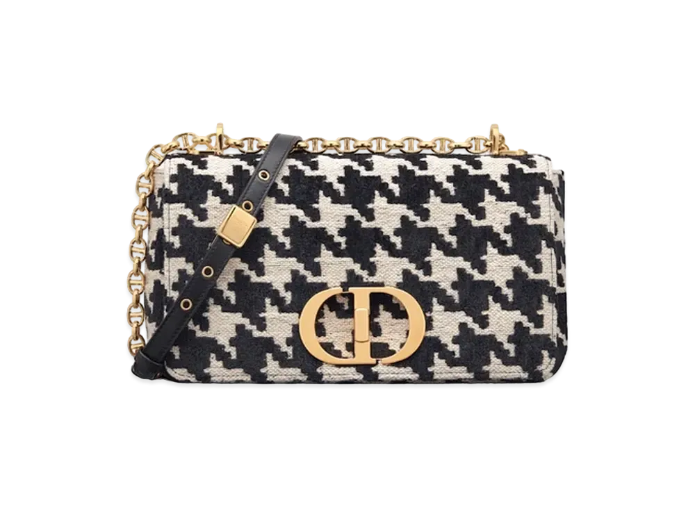 Dior Medium Dior Caro Bag Black Macro-Houndstooth Technical Canvas "Black"