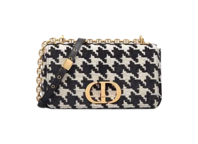 Dior Medium Dior Caro Bag Black Macro-Houndstooth Technical Canvas "Black"