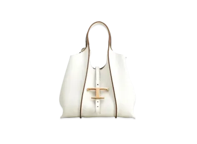 TOD'S T Timeles Leather Shopping Bag Mini "White"