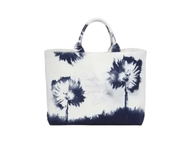 PRADA Printed Drill Tote Bag "White/Navy"