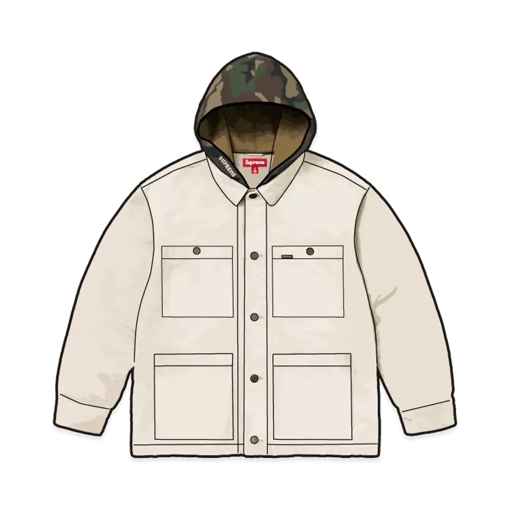 Supreme Worn Hooded Chore Coat "Natural"