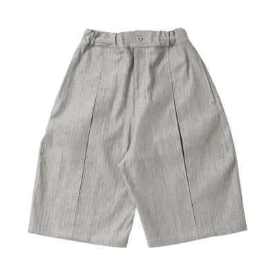 UNION Box Pleat Short Denim Herringbone "Grey Herringbone"