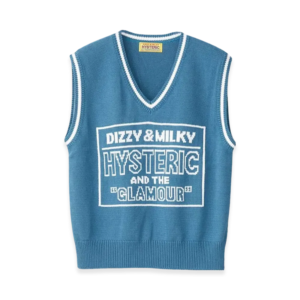 HYSTERIC GLAMOUR Dizzy & Milky Jacquard Vest "Blue"
