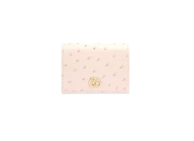 GUCCI GG Marmont Ostrich Card Case "Light Pink Ostrich"